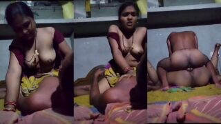 village couple enjoying real sex at night